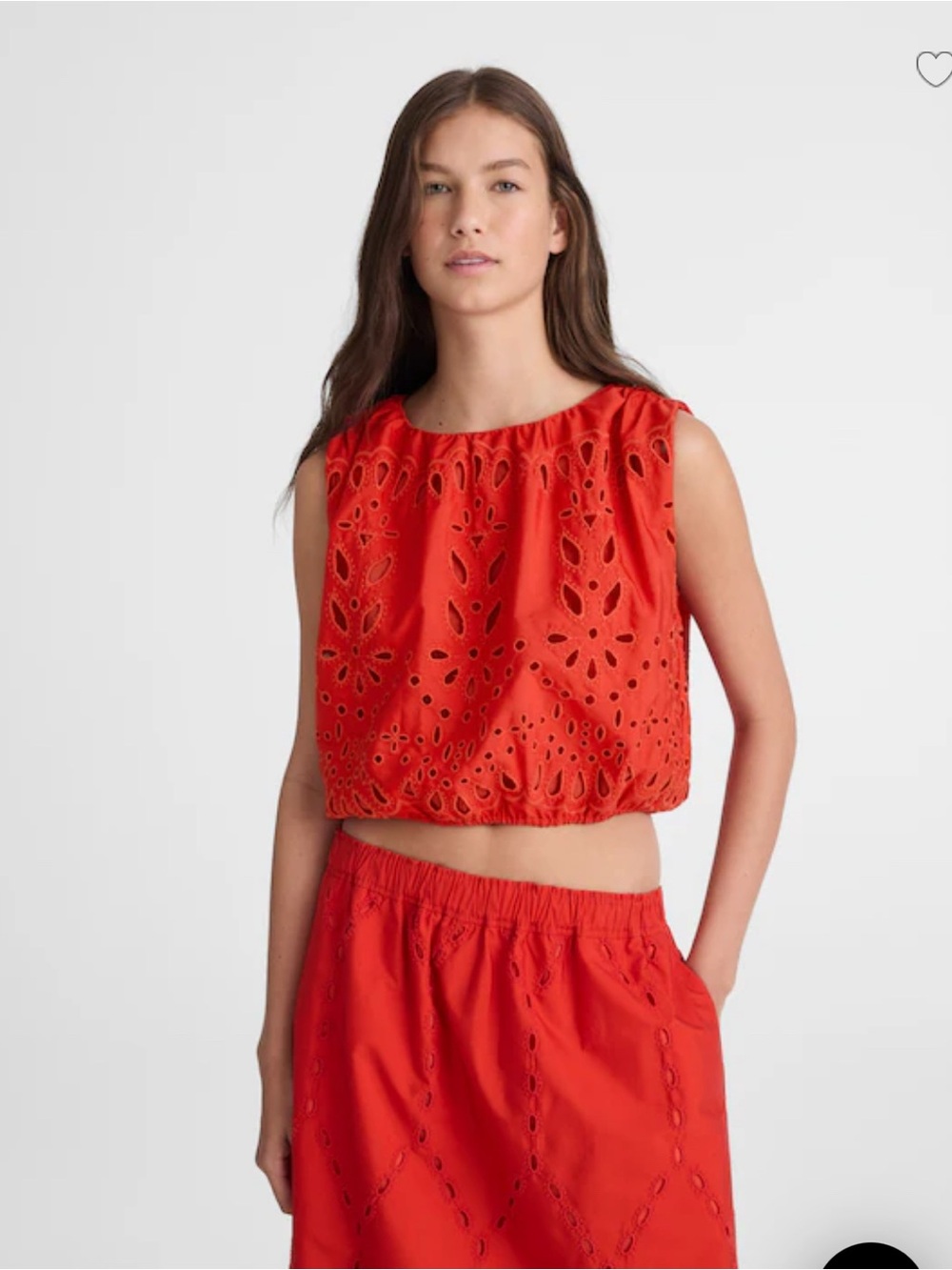 Madewell Red Embroidered Sleeveless Bubble Top